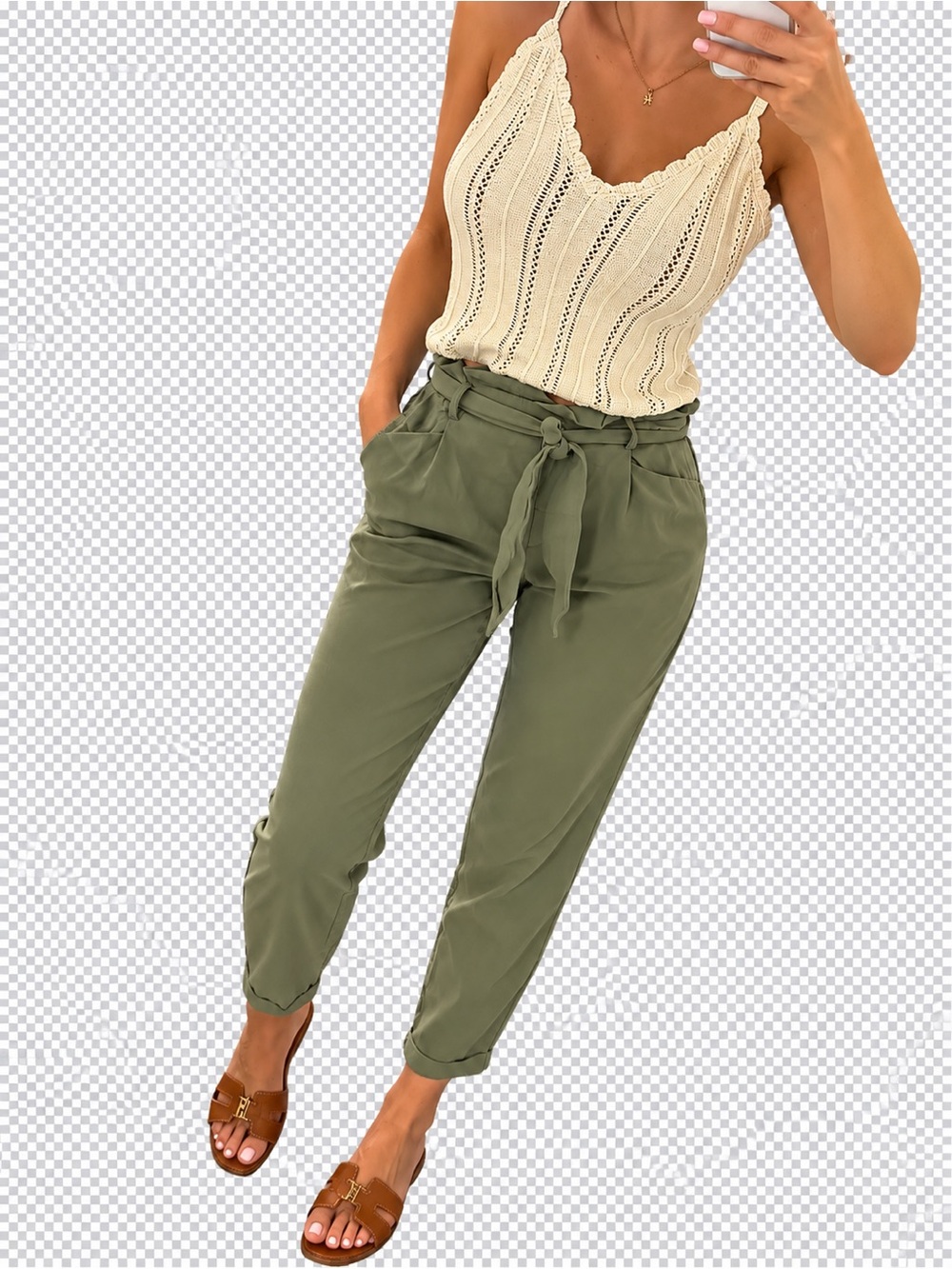 Zara Olive Green Tie-Waist